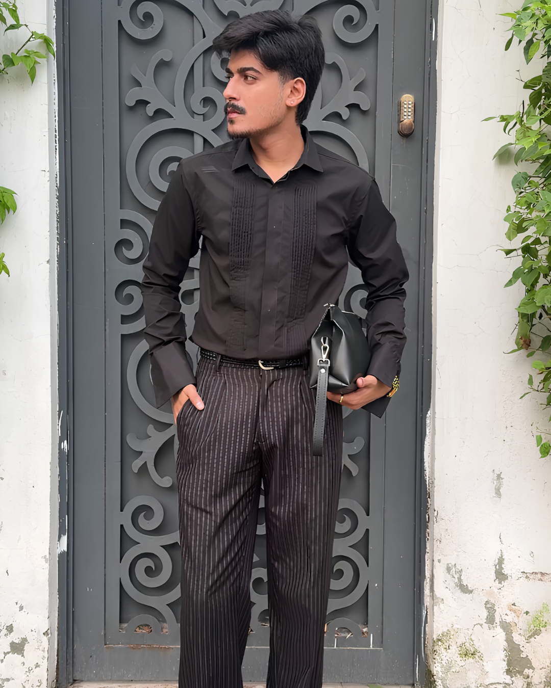PinStripe Wide Leg Pleated Milano Pants -   LARO PIANA