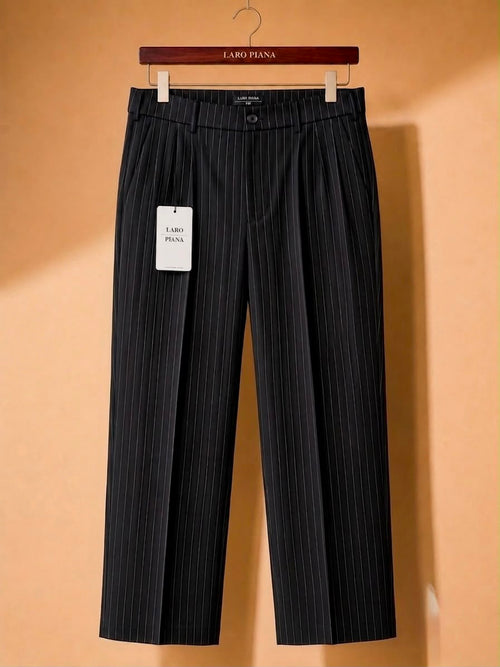 PinStripe Wide Leg Pleated Milano Pants