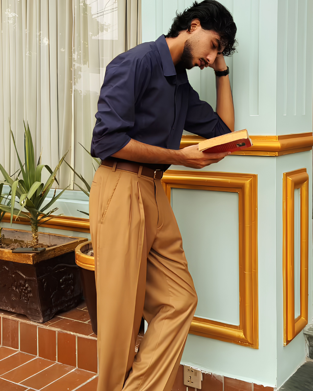 Camel Wide Leg Pleated Milano Pants - LARO PIANA