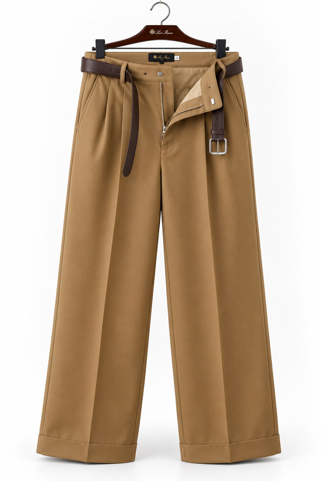 Camel Wide Leg Pleated Milano Pants