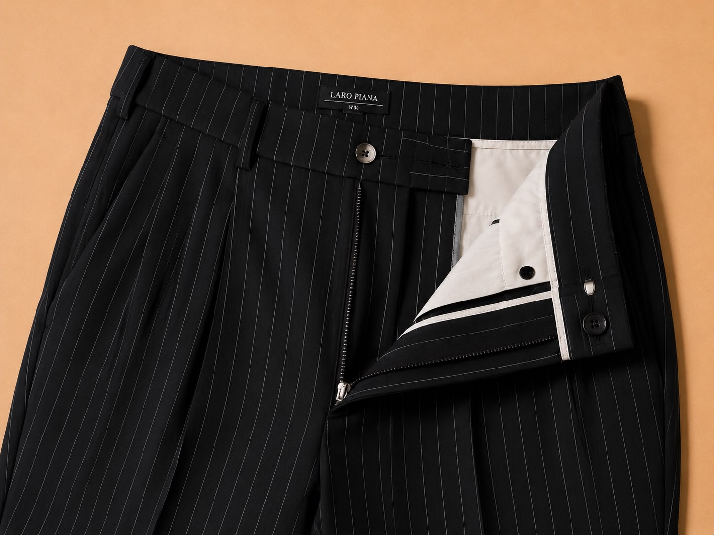 Pinstripe Wide Leg Pleated Milano Pants