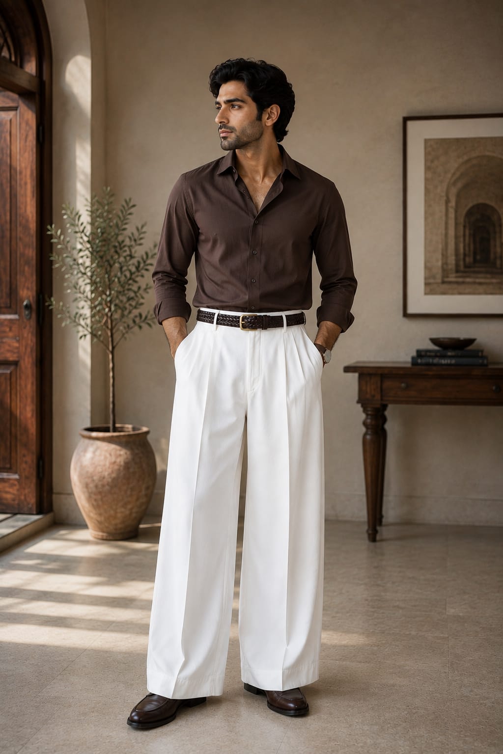 Essential Executive Duo: Black & White Pleated Pants Bundle